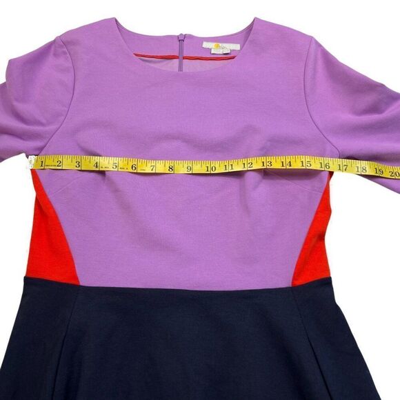 Boden Colorblock Ivy Ponte Stretch Dress Navy Purple Size 8R - Picture 6 of 10